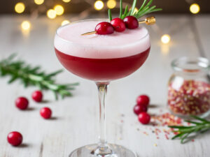 Festlicher Cranberry Rosmarin Gin Fizz