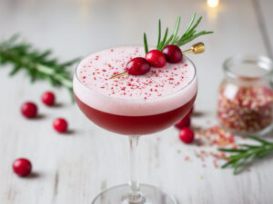 Festlicher Cranberry Rosmarin Gin Fizz