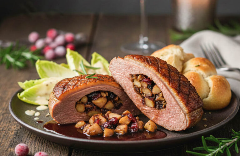 Gefüllte Entenbrust mit Maronen