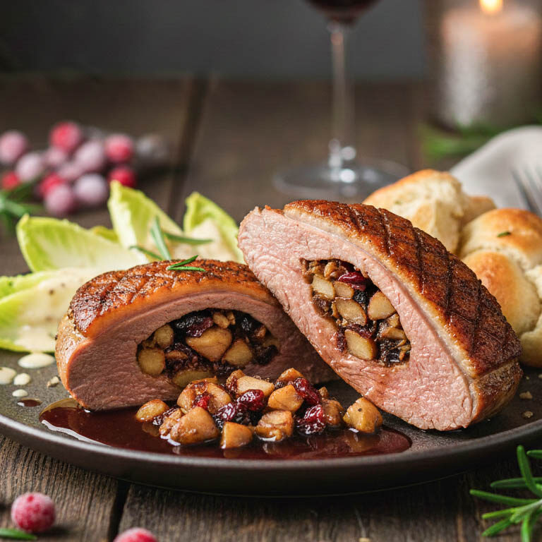 Gefüllte Entenbrust mit Maronen