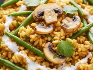 Curry-Risotto mit Bohnen und Champignons