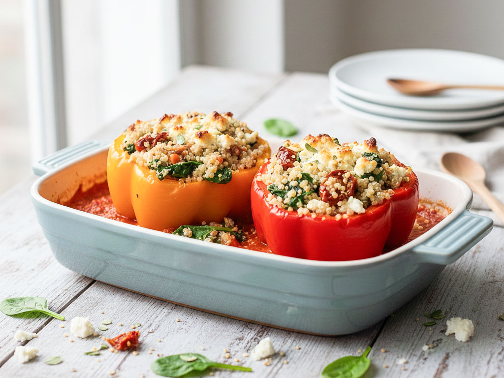 Gefüllte Paprika mit Quinoa und Feta